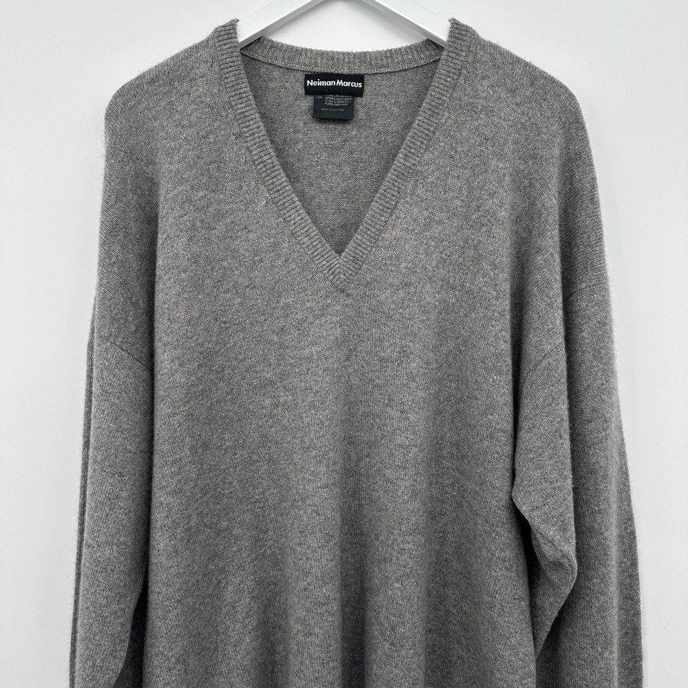 Vintage 80s Neiman Marcus Mens XXL 100% Pure Cashmere Made in Scotland V Neck - Picture 3 of 11